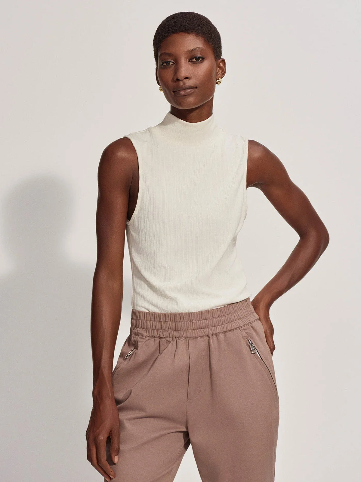 Variegated Mock Neck Fitted