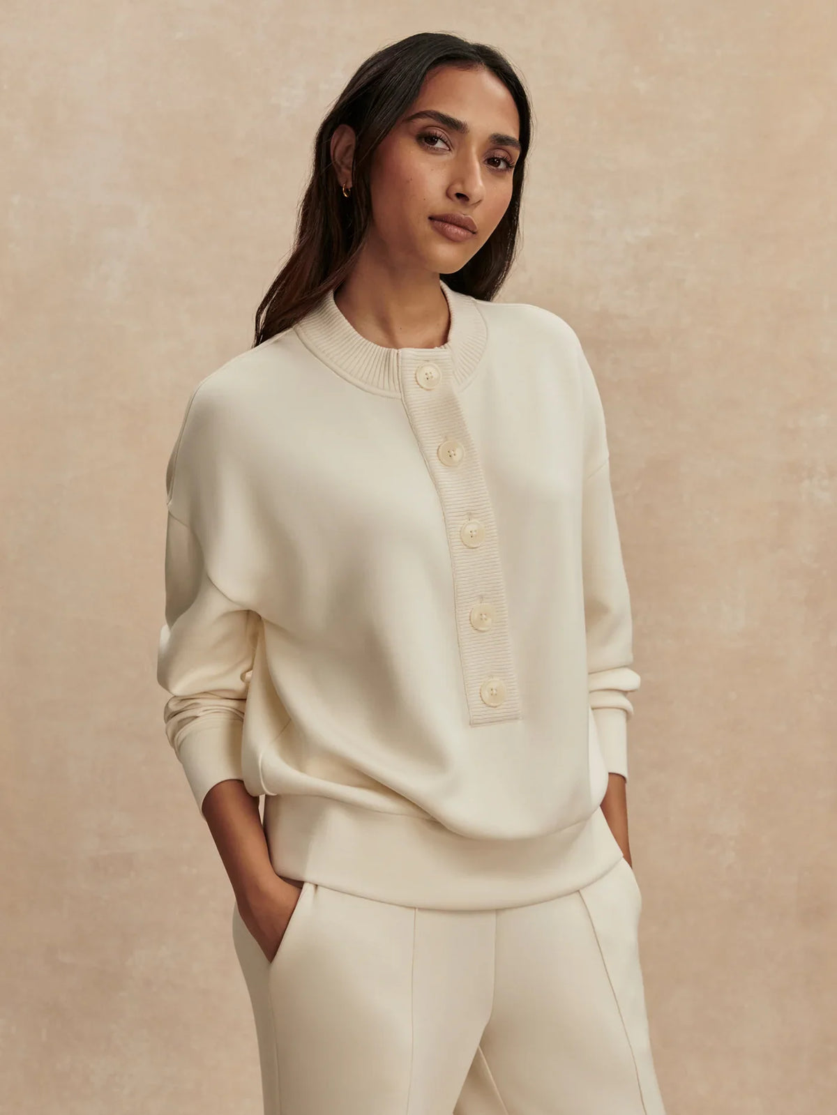 Reena Button Front Sweat