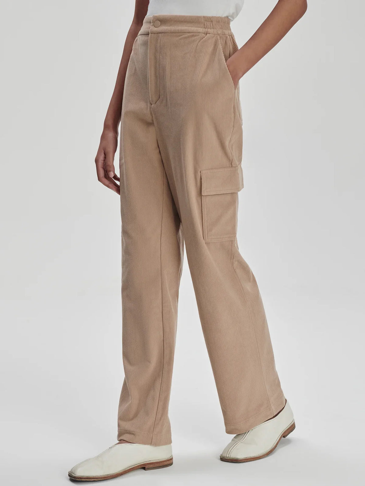 Plush Cord Straight Cargo Trouser Long
