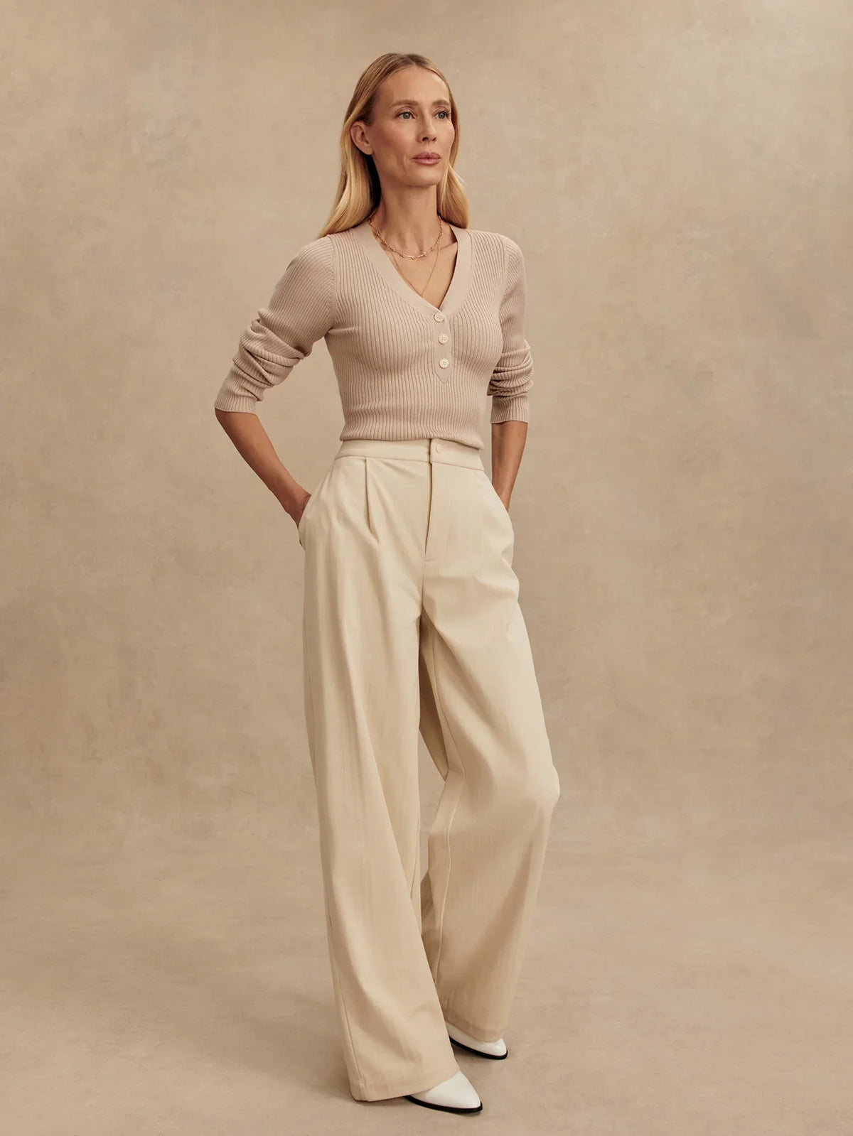 Blanca V-Neck Rib Knit Top