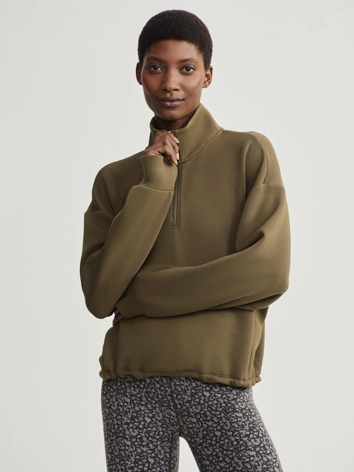 Sian Cropped Half-Zip Sweat