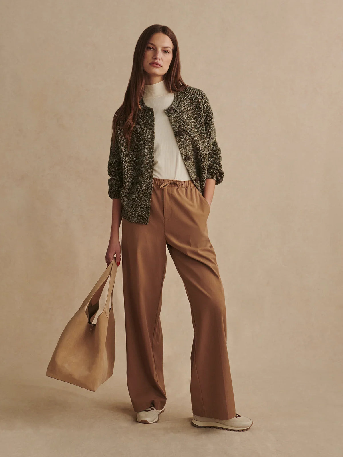 Textured Stretch Wide-Leg Pant