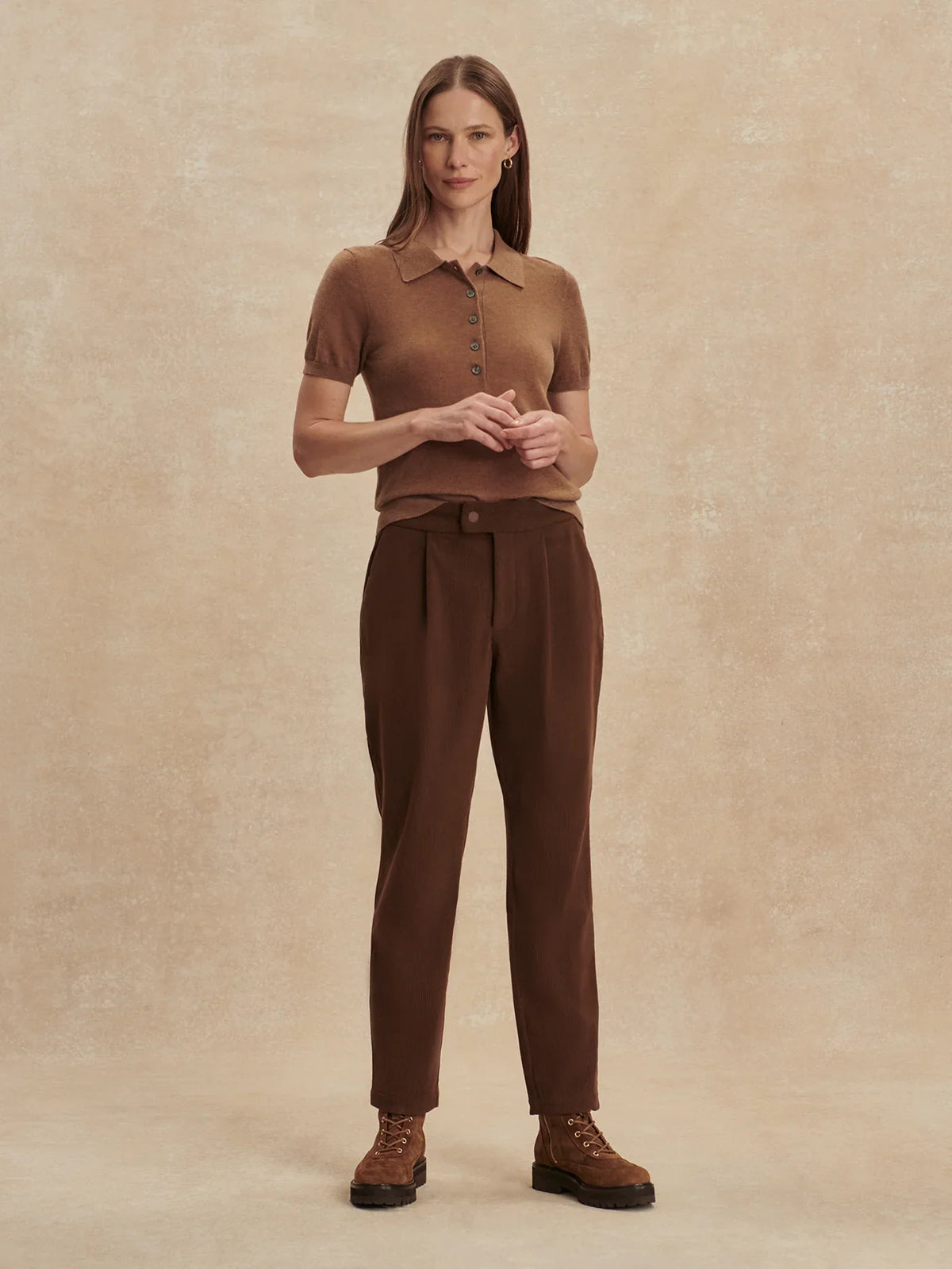 Plush Cord Elegant Tapered Trouser Long