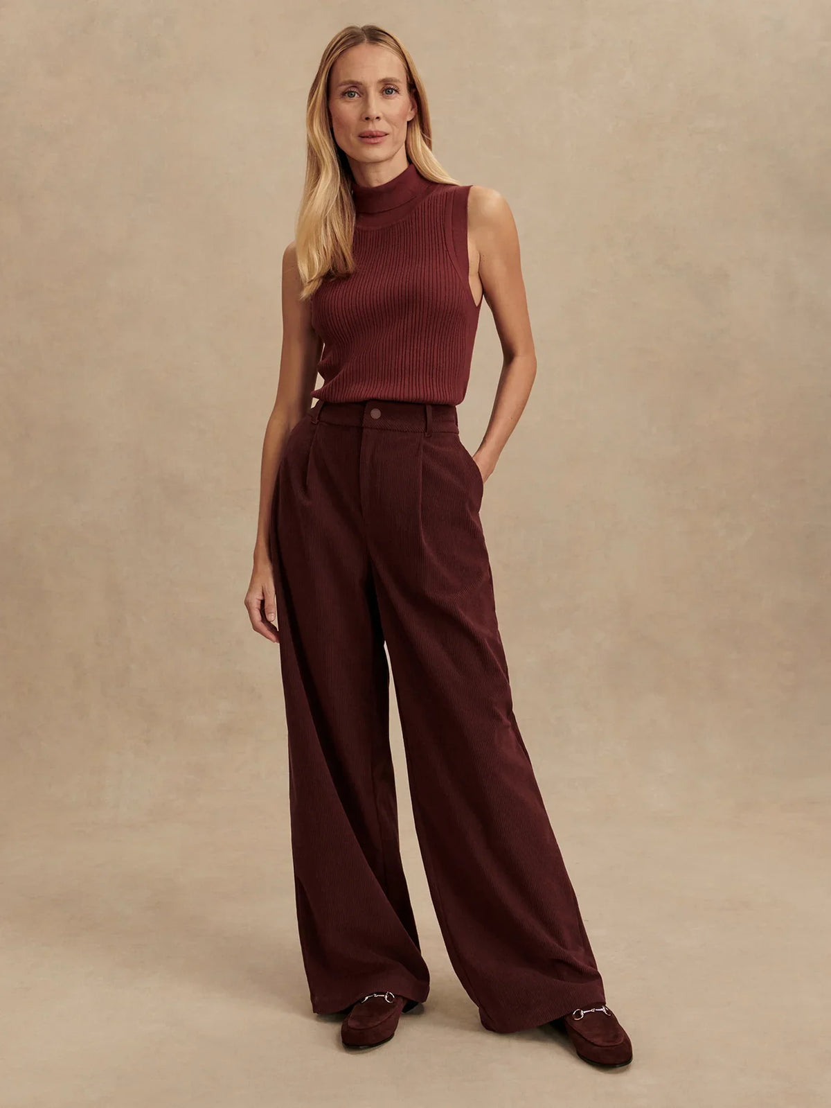 Plush Cord Wide Leg Trouser Long