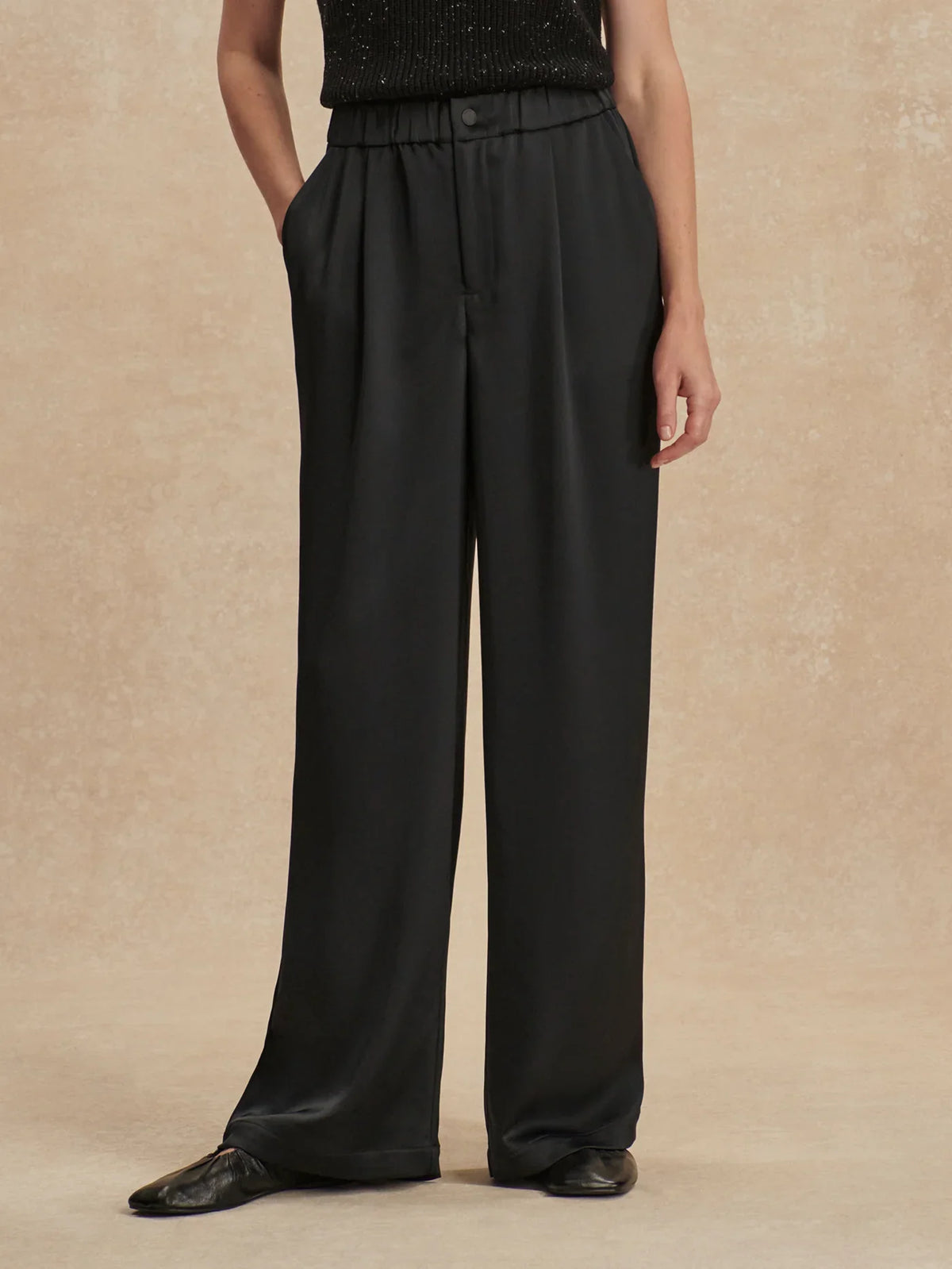 Double Satin Wide Leg Pant Long