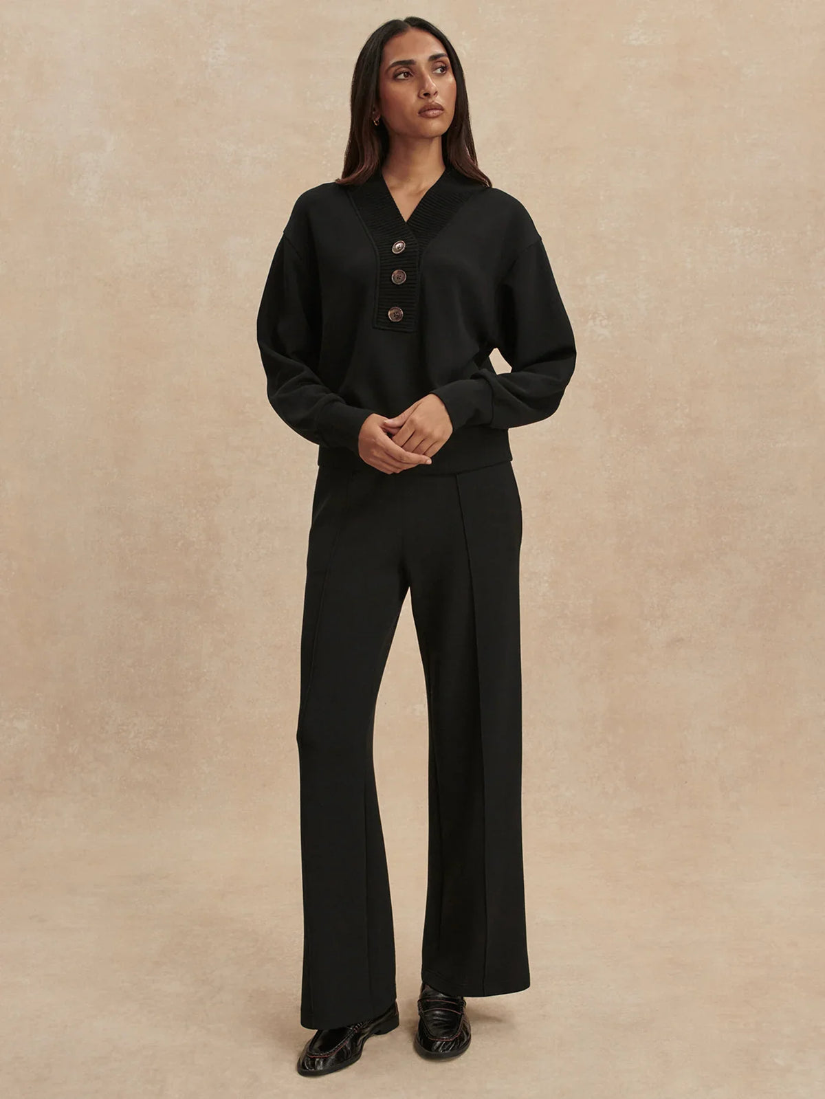 Lucine Button Front Sweat