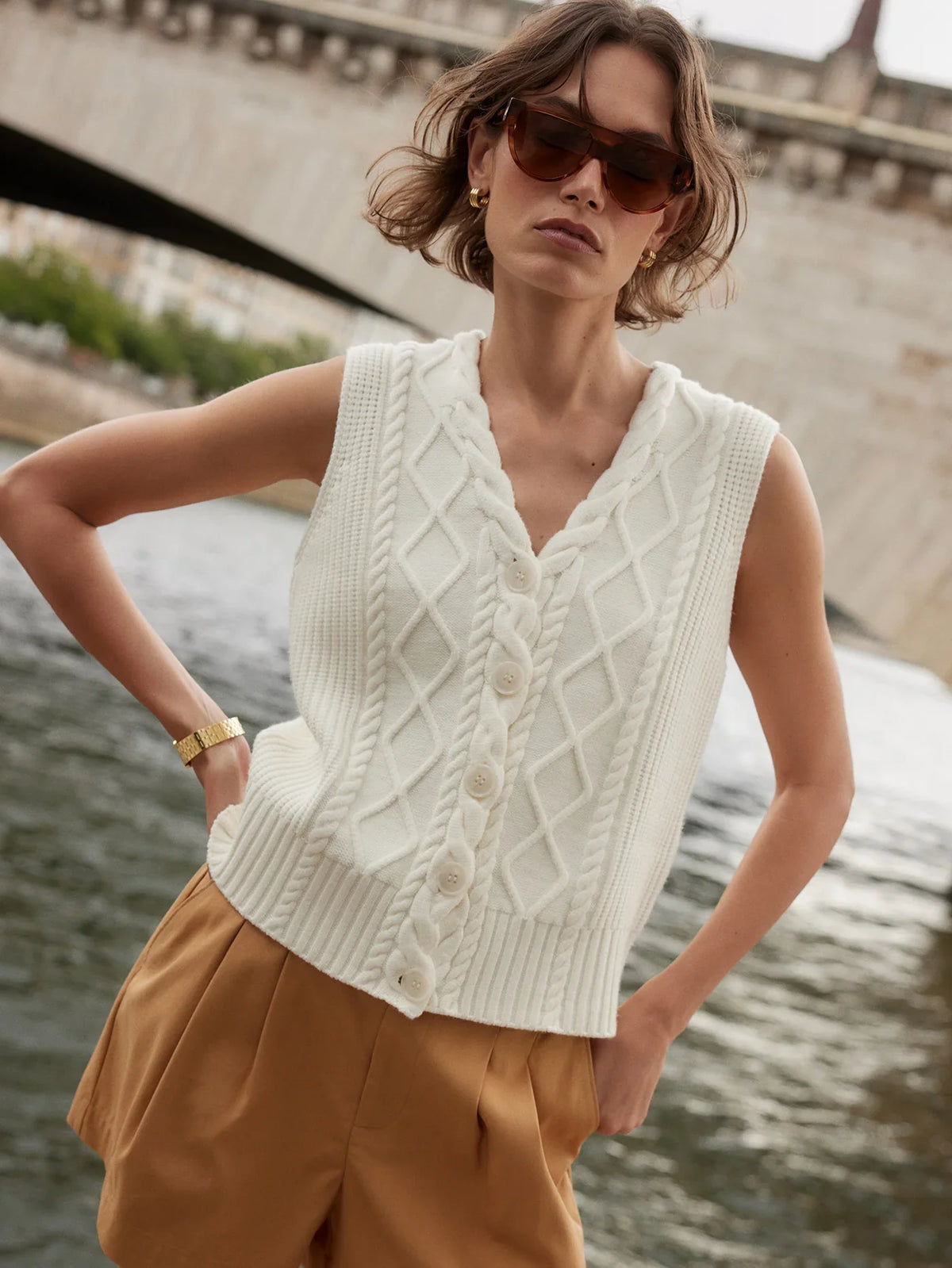 Tatyana Cable Knit Vest